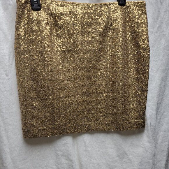 Cache Gold Sequin Mini Skirt - Size 6 - Picture 1 of 5